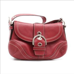 NWOT Coach Soho Red Leather Buckle Flap Purse.